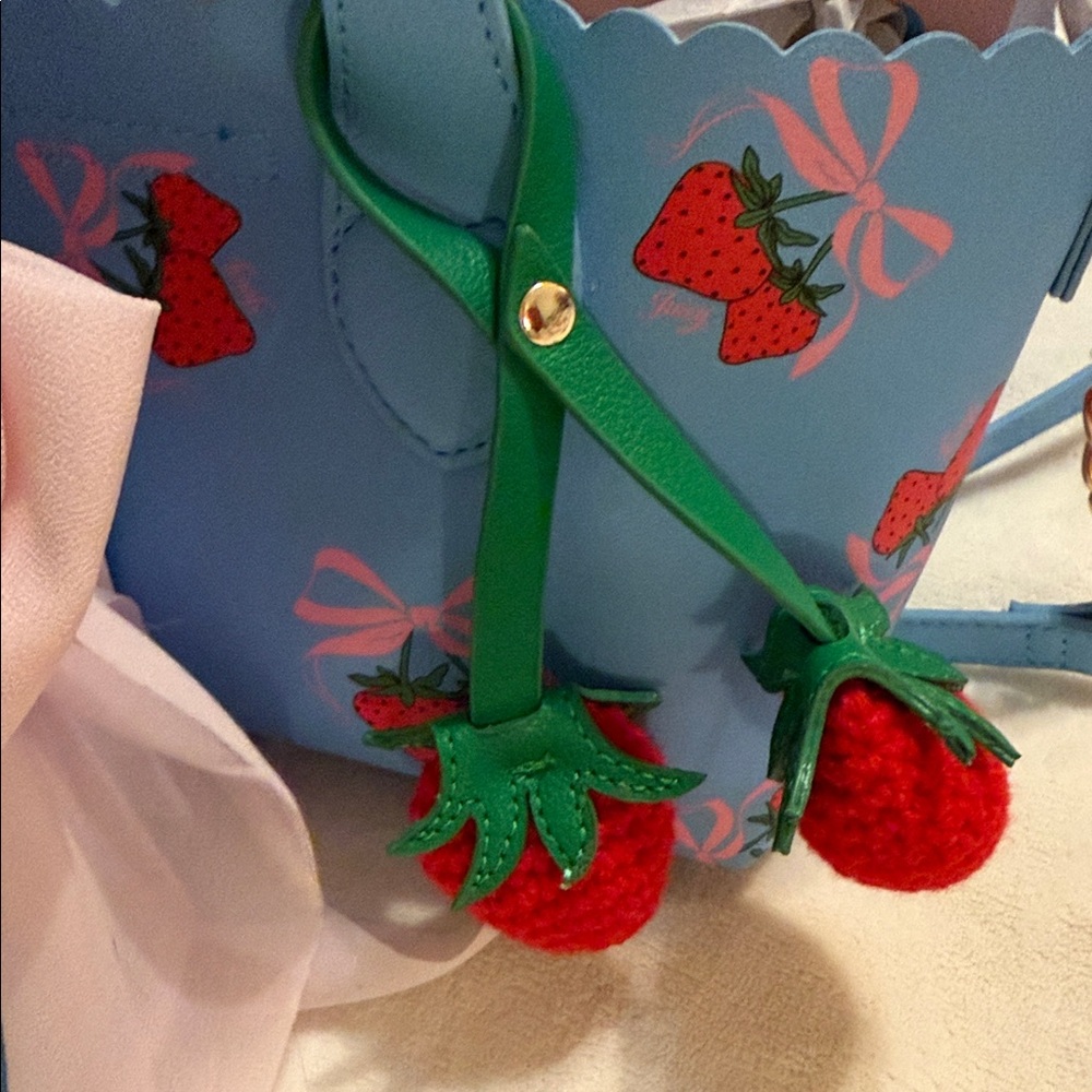 Blue Strawberry Embellished Women's Bag - Picture 9 of 10